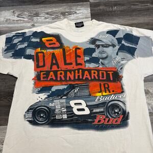 Vintage Hase Authentics Dale Earnhardt Jr. White Mens XL Pre-Shrunk Racing Tee